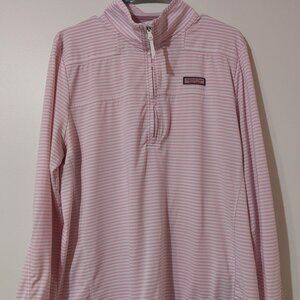 Women Vineyard Vines Martha's Vineyard Pink and White Stripe Shep Shirt Size XL
